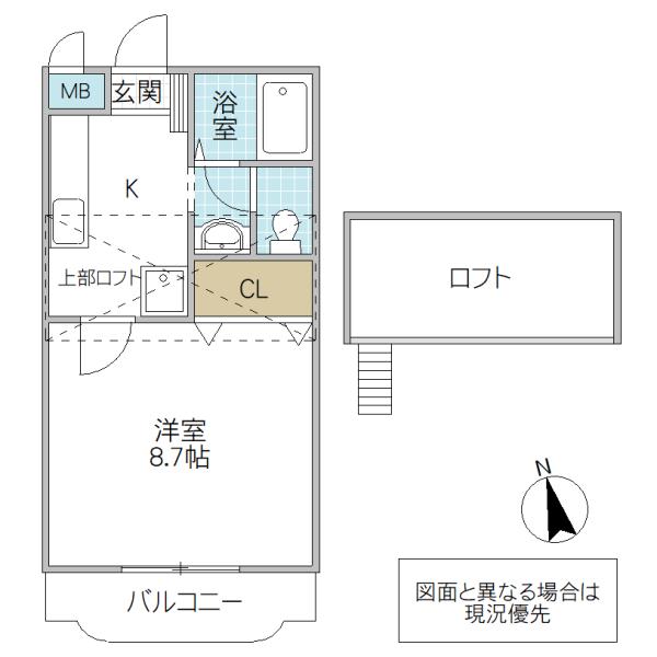 フォーライフヴィラ水戸(1K/5階)の間取り写真