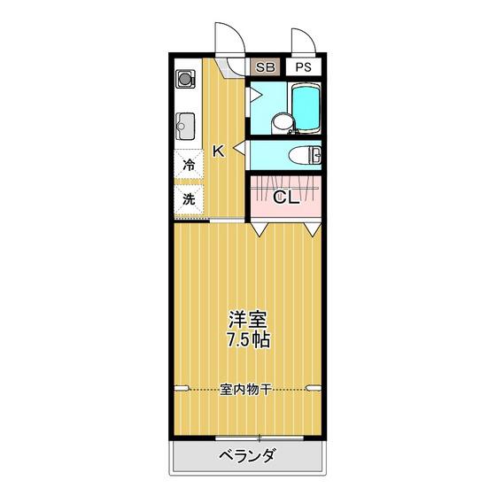ジュネスクリエイトVII(1K/2階)の間取り写真