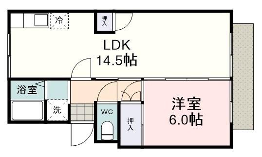 プレジール長崎(1LDK/2階)の間取り写真