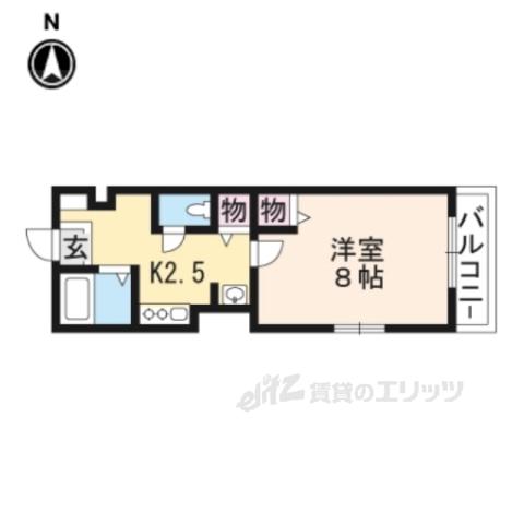 エスポワールⅡ(1K/1階)の間取り写真