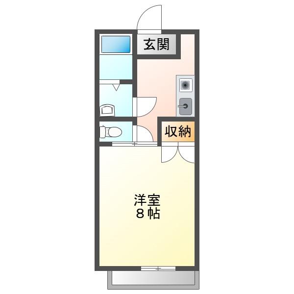 MIKIハイツⅡ(1K/2階)の間取り写真