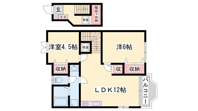 パークサイドII(2LDK/2階)の間取り写真
