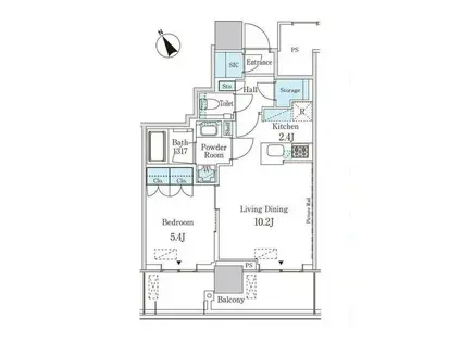JP NOIE 蔵前(1SLDK/20階)の間取り写真