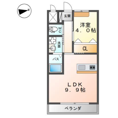 サンシャインヒル(1LDK/1階)の間取り写真