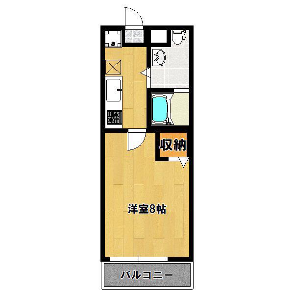 フラッティ丸太町御前(1K/2階)の間取り写真