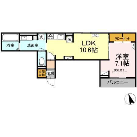 D-ROOM山の手(1LDK/2階)の間取り写真