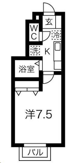 アーバンコート角五郎(1K/1階)の間取り写真