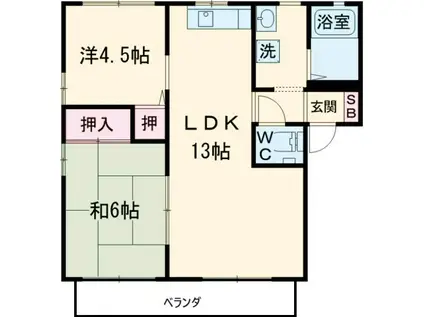 メゾン アンソレイユ(2LDK/2階)の間取り写真
