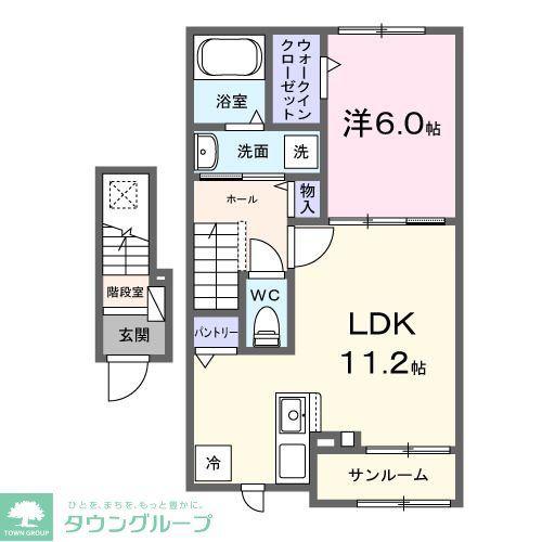 ヒカルサ鷲宮(1LDK/2階)の間取り写真