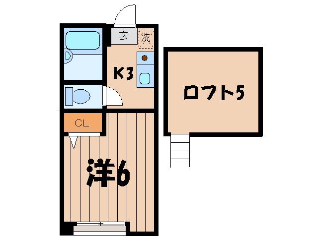 チェレステ二子(1K/2階)の間取り写真