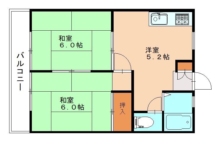 サンシティ向山(2DK/2階)の間取り写真