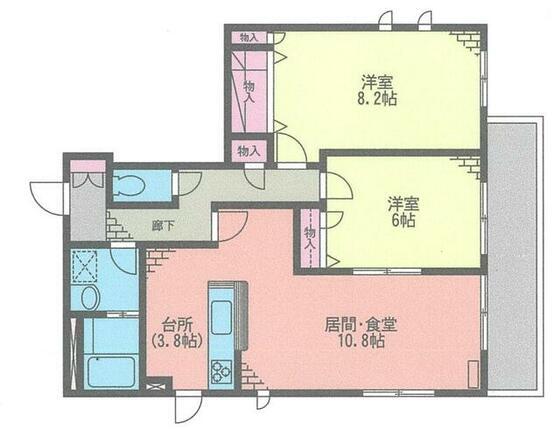 サザンリバー小林(2LDK/3階)の間取り写真