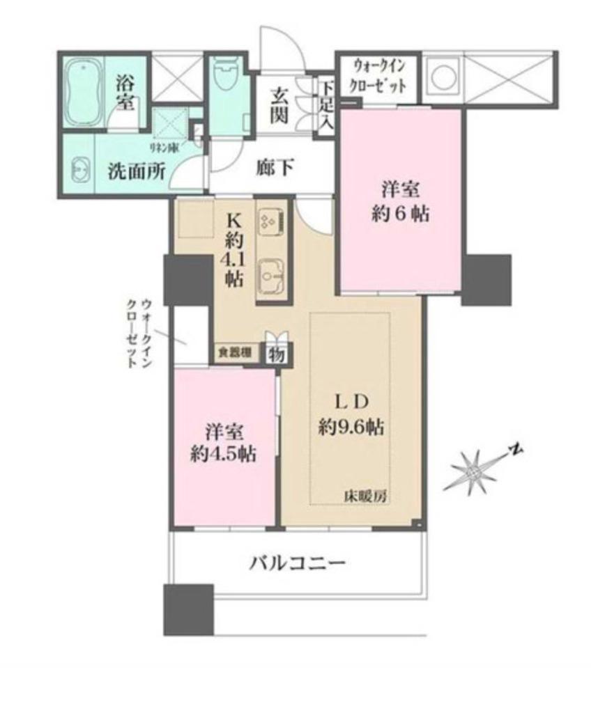 ザ・パークハウス西新宿タワー60(2LDK/46階)の間取り写真