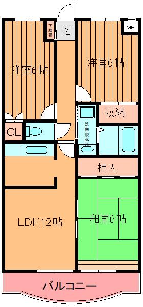 ウィーブ北町(3LDK/2階)の間取り写真