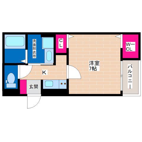 ヴェルメゾン加美東(1K/3階)の間取り写真