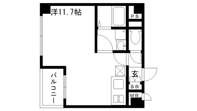 セルフィーユ三宮(ワンルーム/4階)の間取り写真