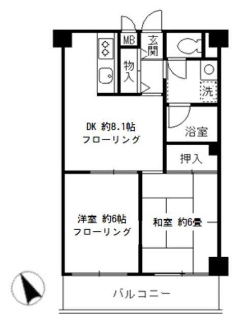 清晃マンション(2DK/2階)の間取り写真
