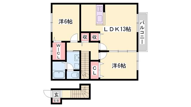 メゾン・クレール(2LDK/2階)の間取り写真