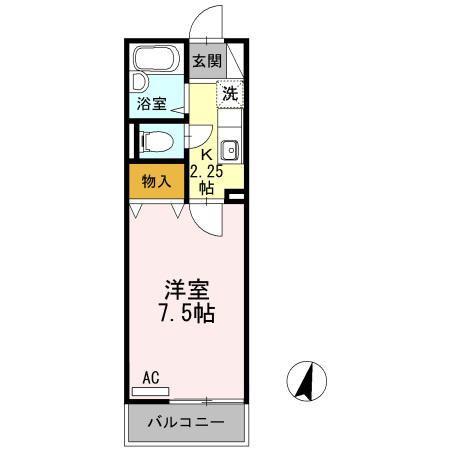 セジュールハゴロモ A棟(1K/2階)の間取り写真