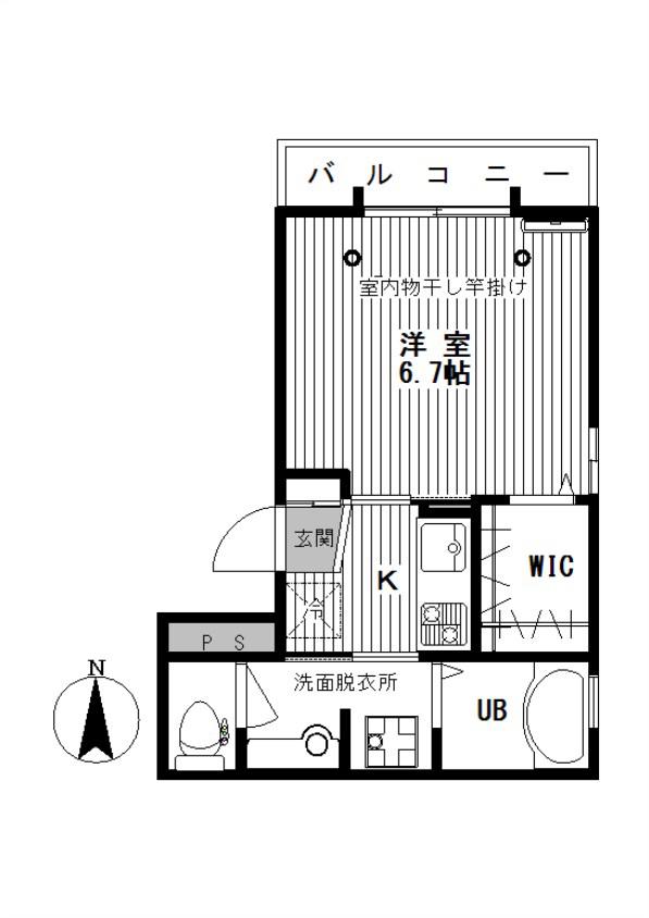 セレーノ弥生(1K/1階)の間取り写真