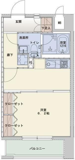 ヴィアーレ八幡三丁目(1DK/7階)の間取り写真