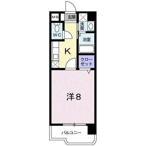 リバーサイド中島(1K/6階)の間取り写真