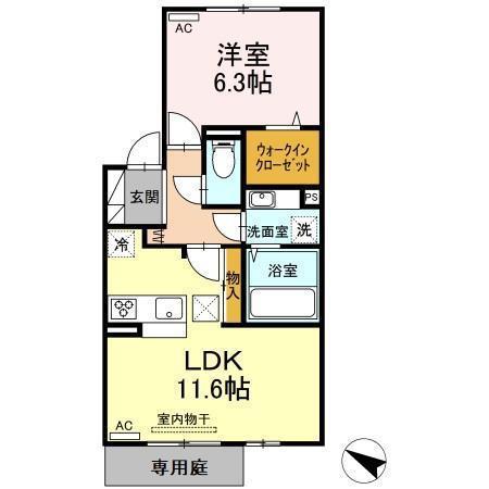 アベニール(1LDK/1階)の間取り写真