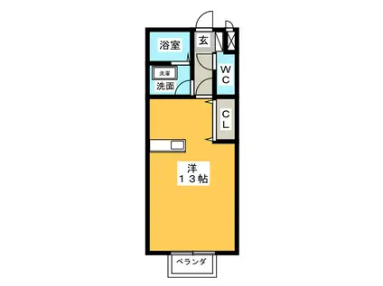 ヴァン・セゾニエ(ワンルーム/2階)の間取り写真