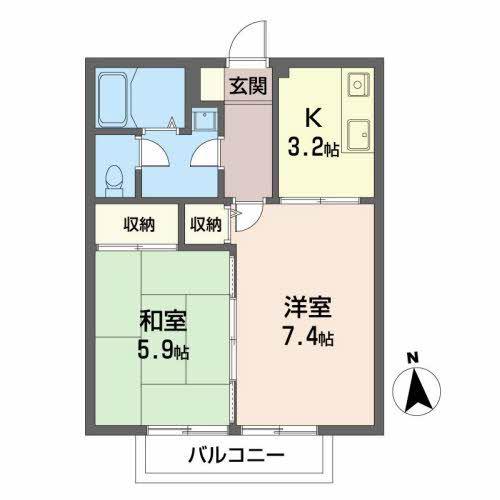 ラ・ペスカ泉(2K/1階)の間取り写真