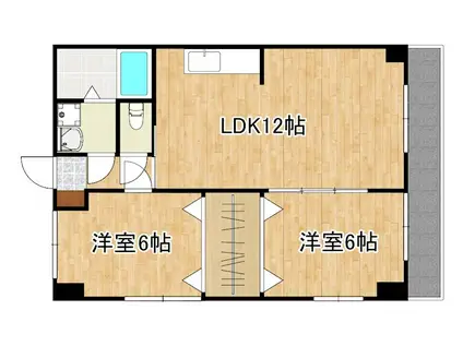 メゾン隼人(2LDK/6階)の間取り写真