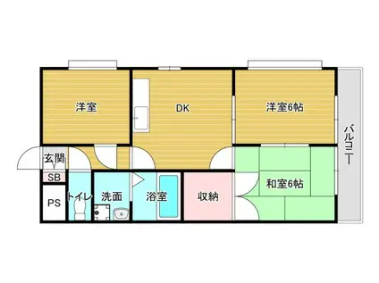アーネットスタシオン大阪狭山(2DK/3階)の間取り写真