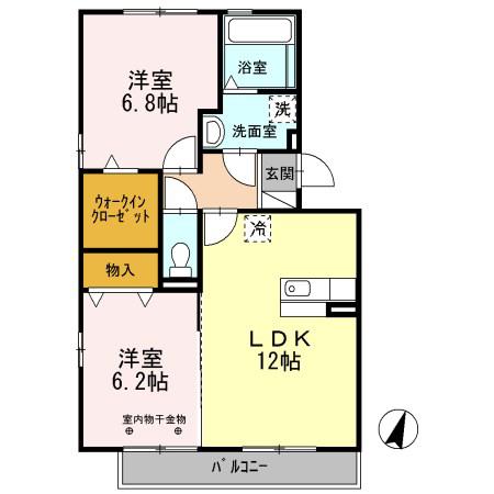 メゾンプレーヌ天竜川A(2LDK/3階)の間取り写真