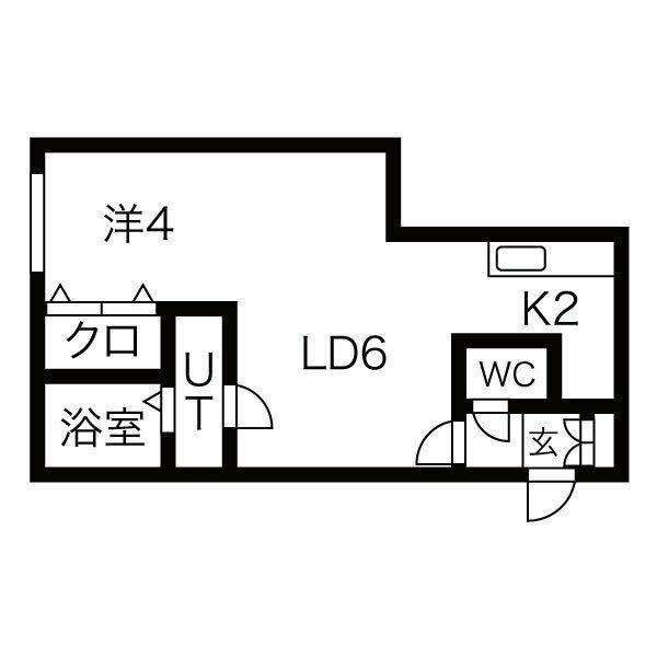 アーブル琴似(1LDK/4階)の間取り写真
