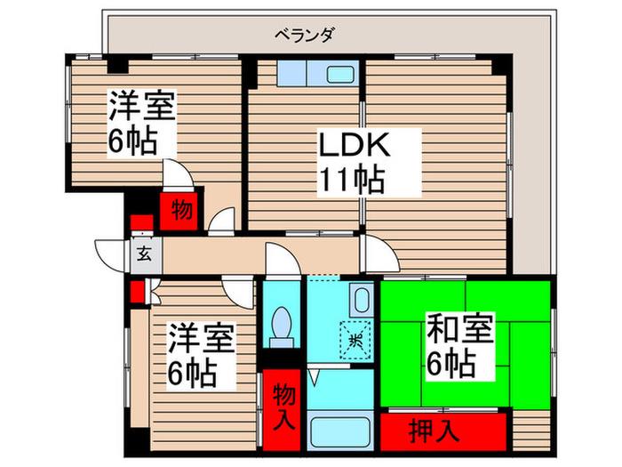 ソレーユ西船橋(3LDK/4階)の間取り写真