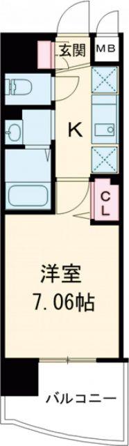 LUXE姫路(1K/2階)の間取り写真