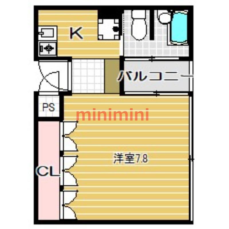 主原E-SITE(1K/2階)の間取り写真