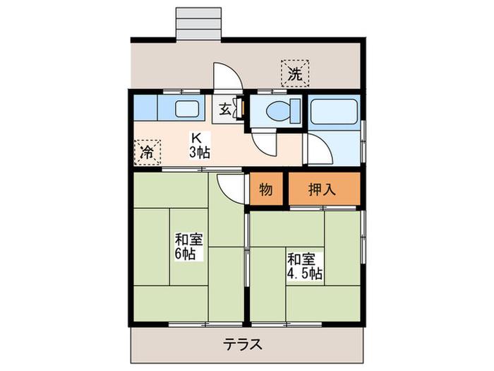 グリーンハイム(2K/1階)の間取り写真