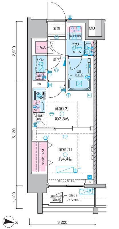 GENOVIA木場II(1LDK/2階)の間取り写真