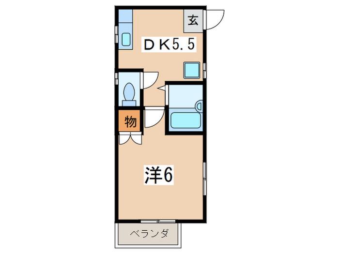 ディアコート(1DK/2階)の間取り写真