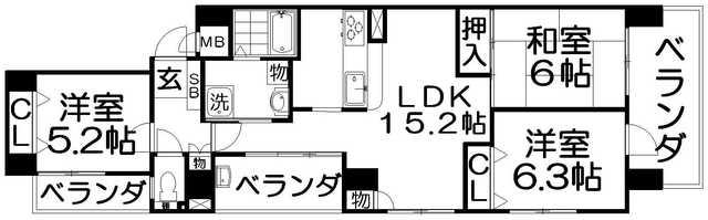 セルヴェール(3LDK/2階)の間取り写真