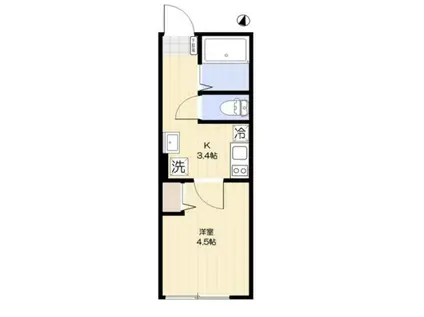 VILLE-PRADO北小岩(1K/3階)の間取り写真