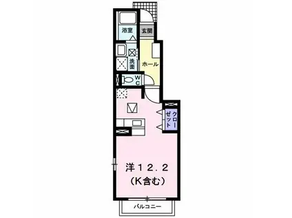 ヴィラ・ヴェルソ- II(ワンルーム/1階)の間取り写真