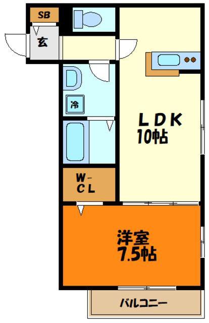アルカハイム(1LDK/1階)の間取り写真