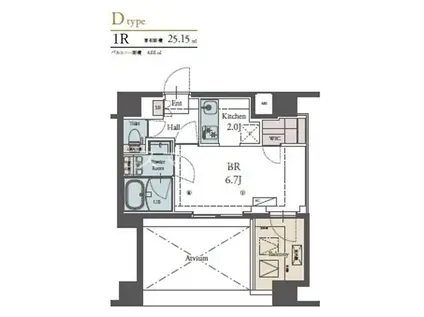 ラグゼナ横浜鶴見II(ワンルーム/2階)の間取り写真