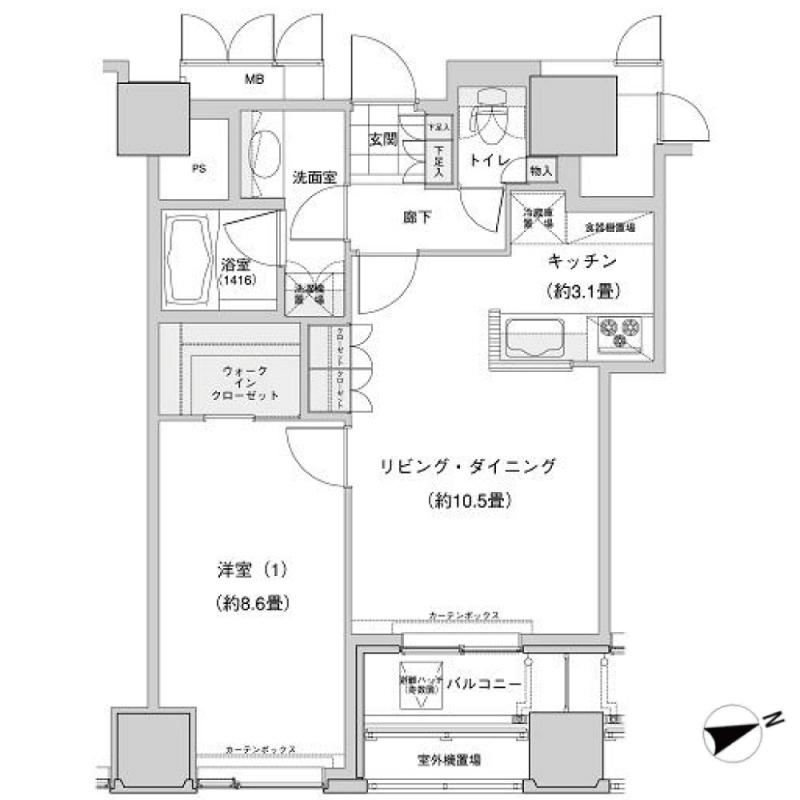 ウエストパークタワー池袋(1LDK/20階)の間取り写真