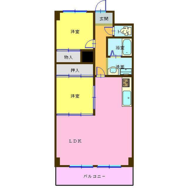 エバーグリーン新下関(2LDK/2階)の間取り写真