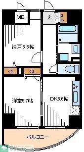 AIRY AVENUE(2DK/7階)の間取り写真