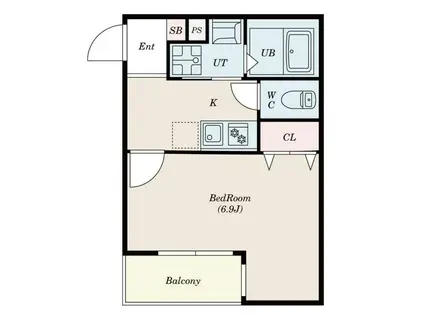 ALEGRIA姫島(1K/1階)の間取り写真