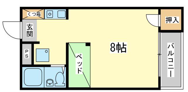 ジュネス新在家(ワンルーム/2階)の間取り写真