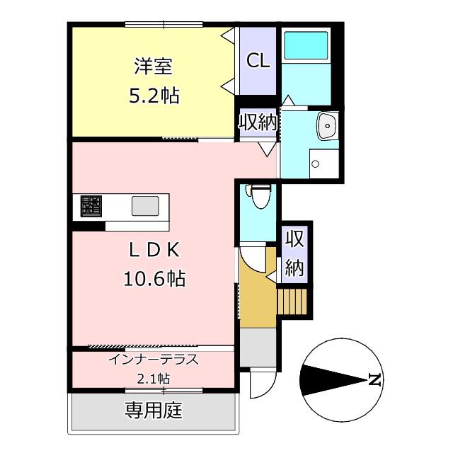 フレグラント・オリーヴ(1LDK/1階)の間取り写真